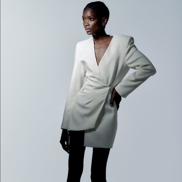 Zara Ecru Draped Blazer Dress - Picture 15 of 17